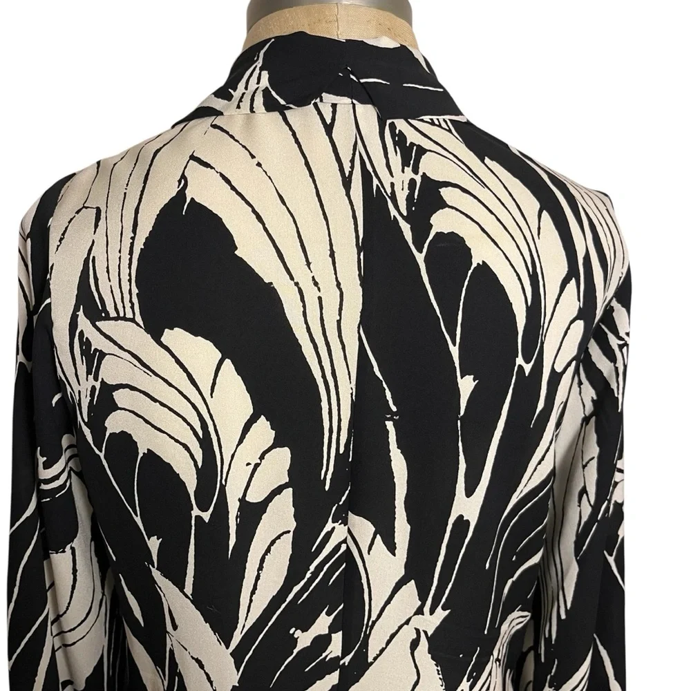 Harari 100% Silk Abstract Print Open Front Jacket / Cardigan Kimono – Size L - Picture 7 of 10